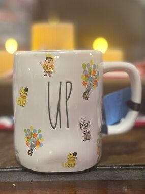 Rae Dunn White UP Balloon & Character Ceramic Mug